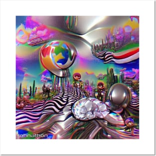 CHROME PSYCHEDELIC DREAMWORLD ORIGINAL DIGITAL GENERATED ART Posters and Art